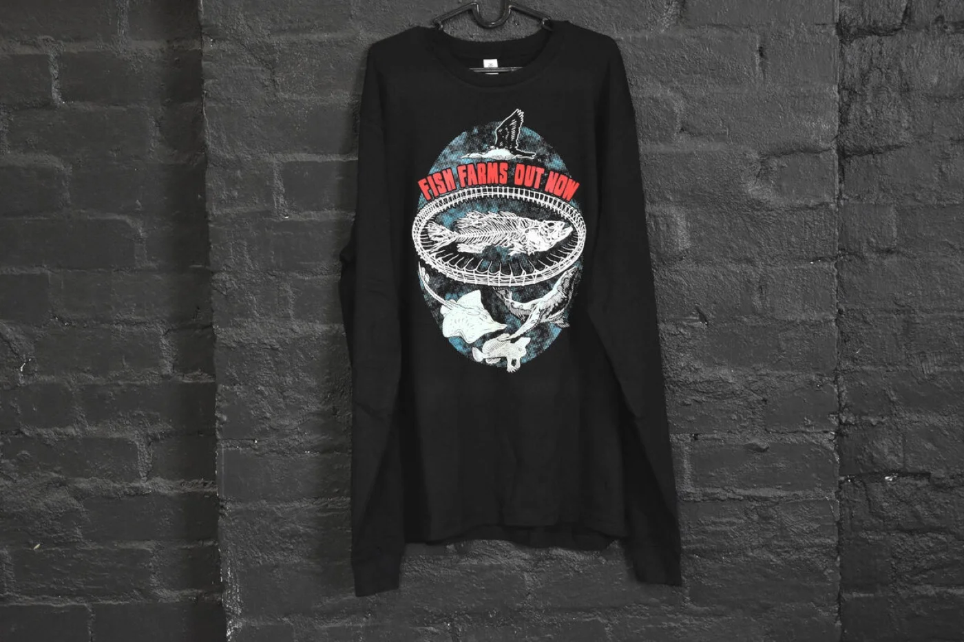 Bob Brown Foundation Fish Farms Out Now back print on long sleeve tee